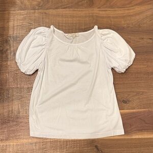 LOFT White Puff Sleeve Blouse